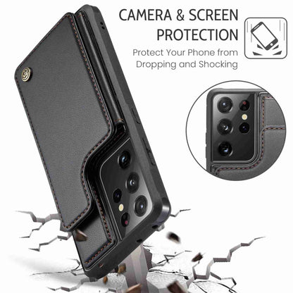 For Samsung Galaxy S21 Ultra 5G CaseMe C22 Card Slots Holder RFID Anti-theft Phone Case(Black) - Galaxy S21 Ultra 5G Cases by CaseMe | Online Shopping UK | buy2fix