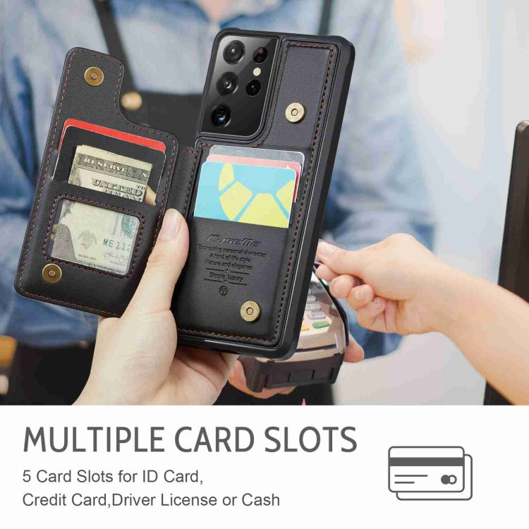 For Samsung Galaxy S21 Ultra 5G CaseMe C22 Card Slots Holder RFID Anti-theft Phone Case(Black) - Galaxy S21 Ultra 5G Cases by CaseMe | Online Shopping UK | buy2fix