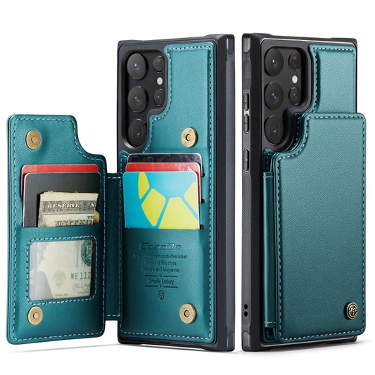 For Samsung Galaxy S22 Ultra 5G CaseMe C22 Card Slots Holder RFID Anti-theft Phone Case(Blue Green) - Galaxy S22 Ultra 5G Cases by CaseMe | Online Shopping UK | buy2fix