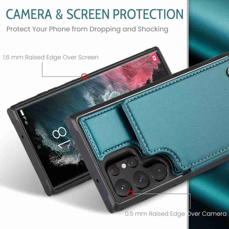 For Samsung Galaxy S22 Ultra 5G CaseMe C22 Card Slots Holder RFID Anti-theft Phone Case(Blue Green) - Galaxy S22 Ultra 5G Cases by CaseMe | Online Shopping UK | buy2fix