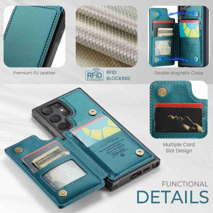 For Samsung Galaxy S22 Ultra 5G CaseMe C22 Card Slots Holder RFID Anti-theft Phone Case(Blue Green) - Galaxy S22 Ultra 5G Cases by CaseMe | Online Shopping UK | buy2fix
