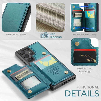 For Samsung Galaxy S22 Ultra 5G CaseMe C22 Card Slots Holder RFID Anti-theft Phone Case(Blue Green) - Galaxy S22 Ultra 5G Cases by CaseMe | Online Shopping UK | buy2fix