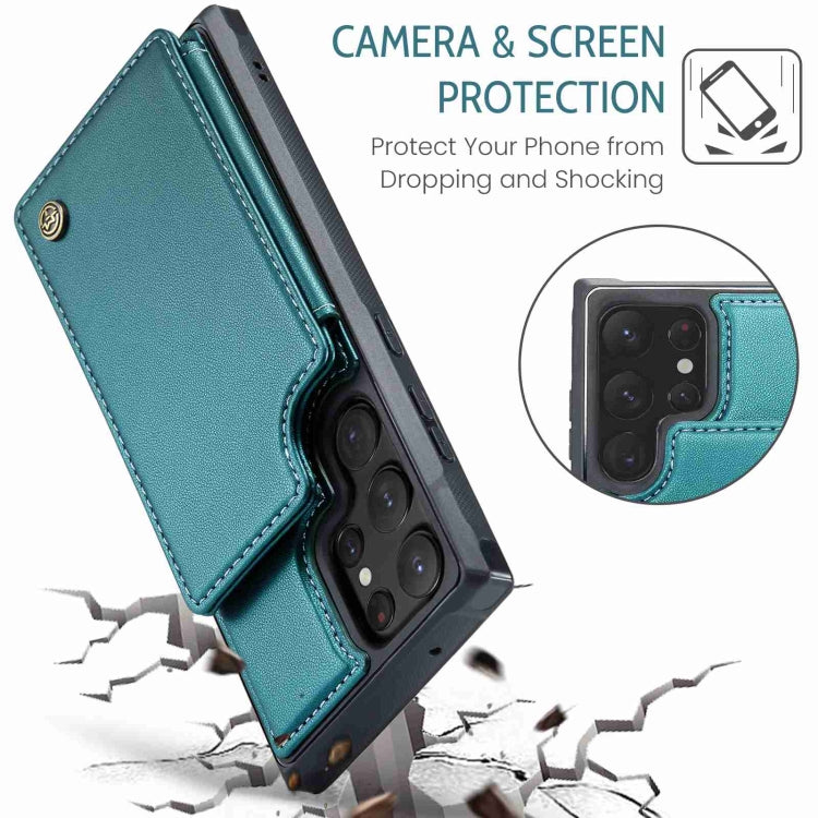 For Samsung Galaxy S22 Ultra 5G CaseMe C22 Card Slots Holder RFID Anti-theft Phone Case(Blue Green) - Galaxy S22 Ultra 5G Cases by CaseMe | Online Shopping UK | buy2fix