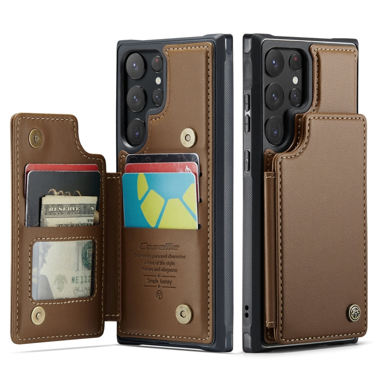 For Samsung Galaxy S22 Ultra 5G CaseMe C22 Card Slots Holder RFID Anti-theft Phone Case(Brown) - Galaxy S22 Ultra 5G Cases by CaseMe | Online Shopping UK | buy2fix