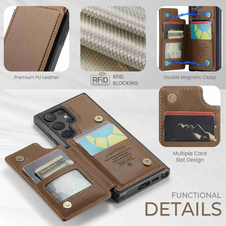 For Samsung Galaxy S22 Ultra 5G CaseMe C22 Card Slots Holder RFID Anti-theft Phone Case(Brown) - Galaxy S22 Ultra 5G Cases by CaseMe | Online Shopping UK | buy2fix