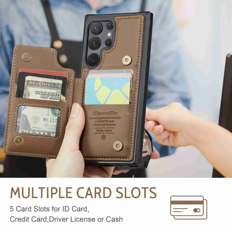 For Samsung Galaxy S22 Ultra 5G CaseMe C22 Card Slots Holder RFID Anti-theft Phone Case(Brown) - Galaxy S22 Ultra 5G Cases by CaseMe | Online Shopping UK | buy2fix