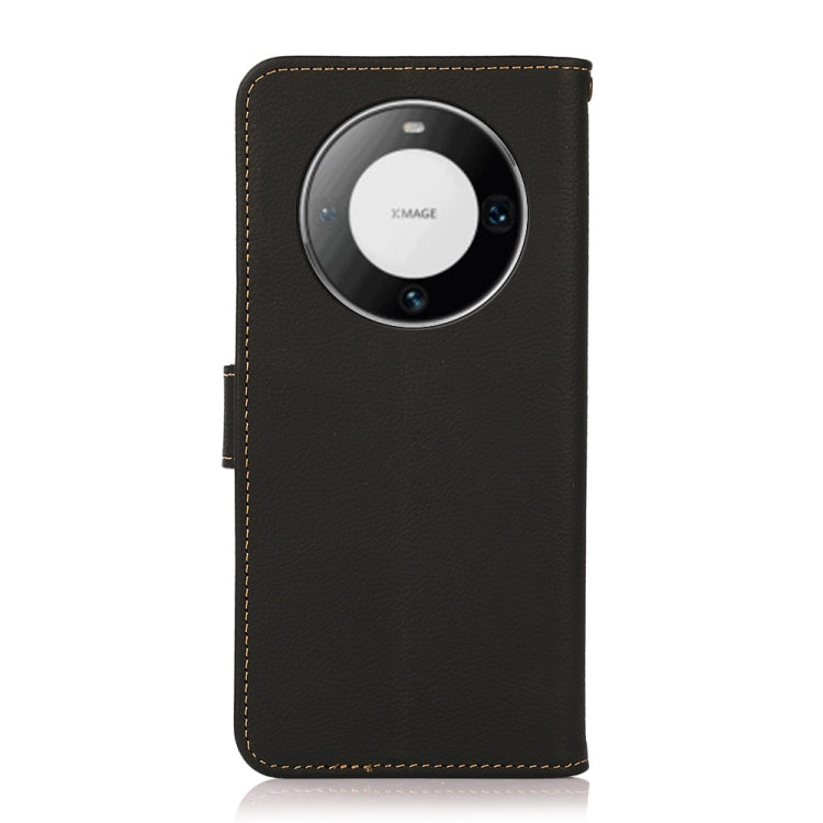 For Huawei Mate 60 KHAZNEH Custer Genuine Leather RFID Phone Case(Black) - Huawei Cases by buy2fix | Online Shopping UK | buy2fix