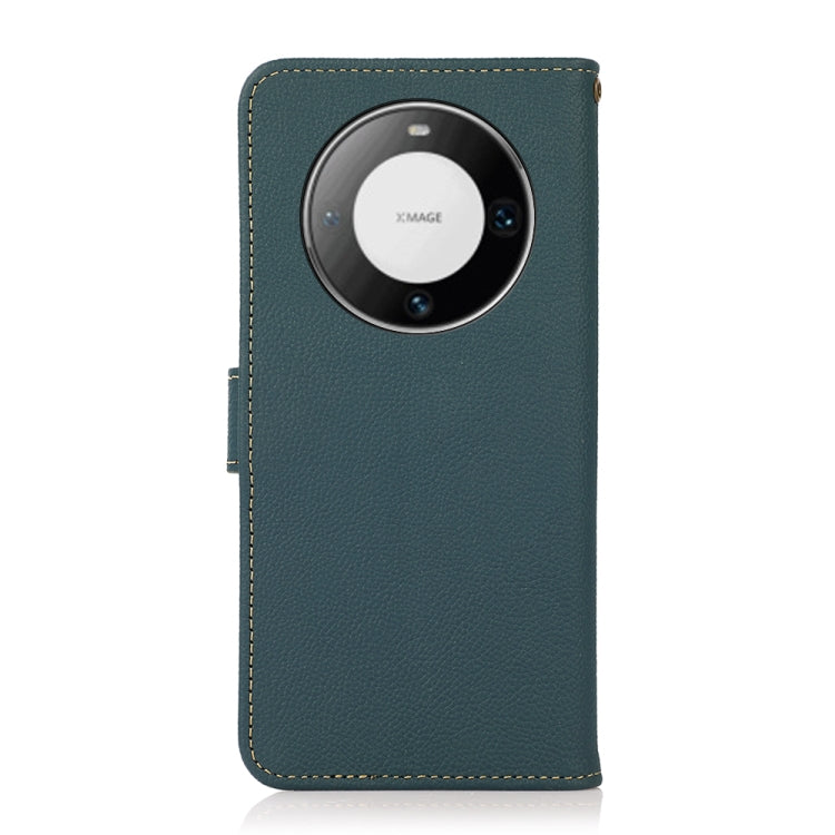For Huawei Mate 60 KHAZNEH Custer Genuine Leather RFID Phone Case(Green) - Huawei Cases by buy2fix | Online Shopping UK | buy2fix