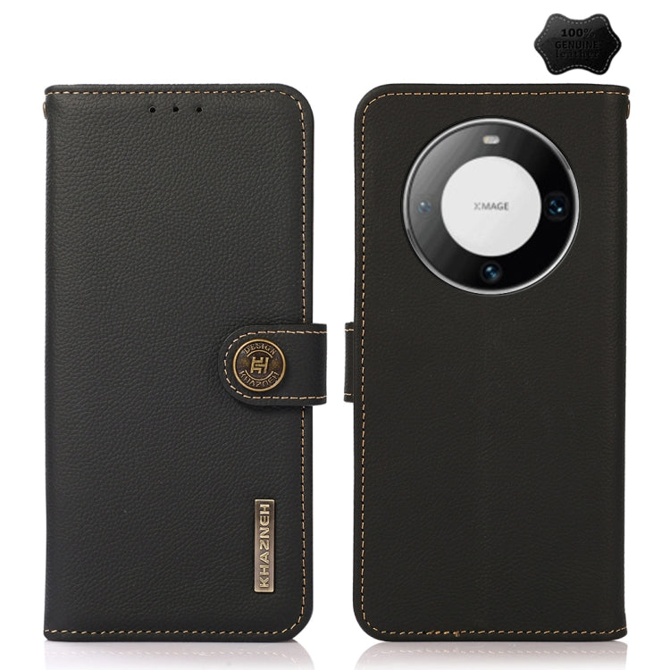 For Huawei Mate 60 Pro KHAZNEH Custer Genuine Leather RFID Phone Case(Black) - Huawei Cases by buy2fix | Online Shopping UK | buy2fix