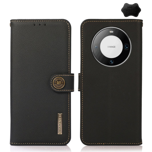 For Huawei Mate 60 Pro KHAZNEH Custer Genuine Leather RFID Phone Case(Black) - Huawei Cases by buy2fix | Online Shopping UK | buy2fix