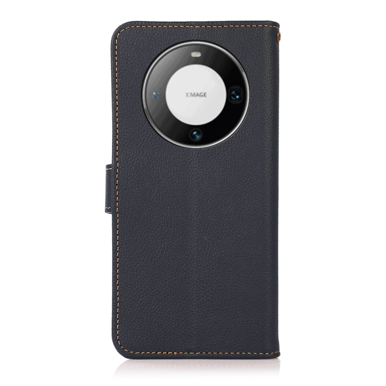 For Huawei Mate 60 Pro KHAZNEH Custer Genuine Leather RFID Phone Case(Blue) - Huawei Cases by buy2fix | Online Shopping UK | buy2fix