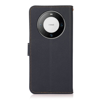 For Huawei Mate 60 Pro KHAZNEH Custer Genuine Leather RFID Phone Case(Blue) - Huawei Cases by buy2fix | Online Shopping UK | buy2fix