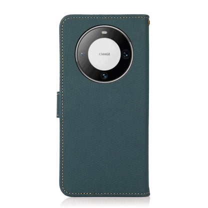 For Huawei Mate 60 Pro KHAZNEH Custer Genuine Leather RFID Phone Case(Green) - Huawei Cases by buy2fix | Online Shopping UK | buy2fix