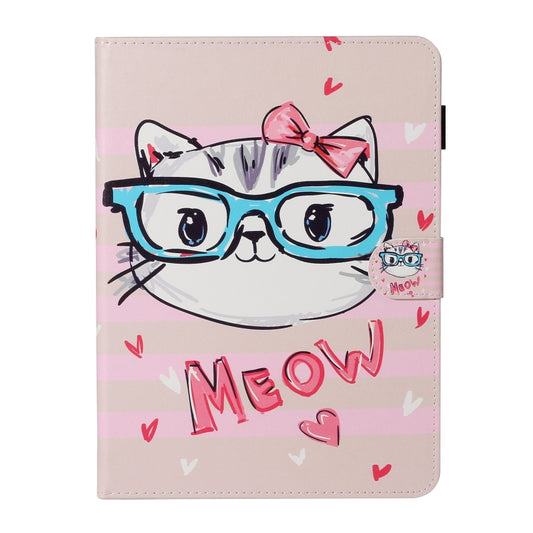 For iPad Pro 11 (2020) Colored Drawing Pattern Horizontal Flip PU Leather Tablet Case with Holder & Card Slot & Sleep / Wake-up Function(Glasses Cat) - iPad Pro 11 (2020) Cases by buy2fix | Online Shopping UK | buy2fix