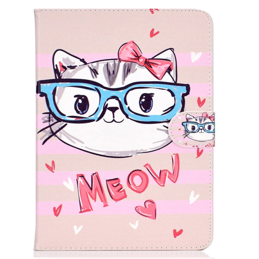 For iPad Pro 11 inch (2018) Colored Drawing Pattern Horizontal Flip PU Leather Case with Holder & Card Slot & Sleep / Wake-up Function(Glasses Cat) - iPad Pro 11 (2018) Cases by buy2fix | Online Shopping UK | buy2fix