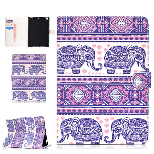 For iPad 10.2 Colored Drawing Pattern Horizontal Flip PU Leather Case with Holder & Card Slot & Sleep / Wake-up Function(Totem Elephant) - iPad 10.2 Cases by buy2fix | Online Shopping UK | buy2fix