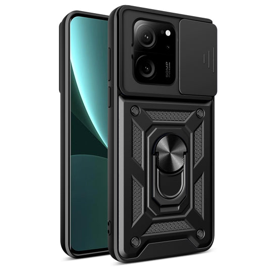 For Xiaomi 13T/13T Pro/Redmi K60 Ultra Sliding Camera Cover Design TPU Hybrid PC Phone Case(Black) - Xiaomi Cases by buy2fix | Online Shopping UK | buy2fix