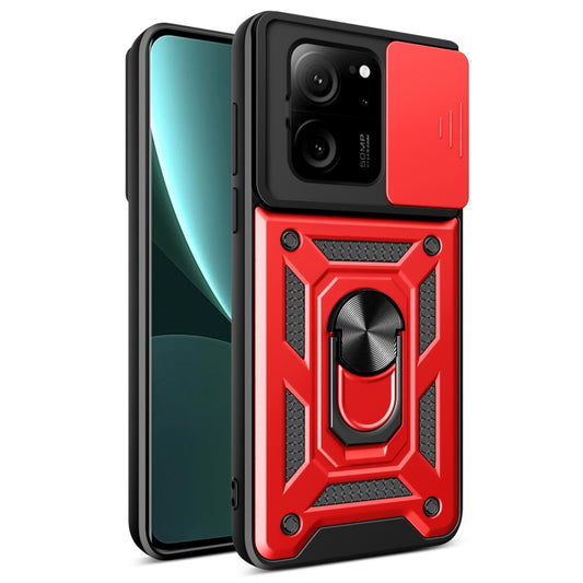 For Xiaomi 13T/13T Pro/Redmi K60 Ultra Sliding Camera Cover Design TPU Hybrid PC Phone Case(Red) - Xiaomi Cases by buy2fix | Online Shopping UK | buy2fix