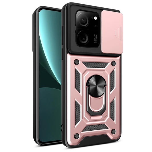 For Xiaomi 13T/13T Pro/Redmi K60 Ultra Sliding Camera Cover Design TPU Hybrid PC Phone Case(Rose Gold) - Xiaomi Cases by buy2fix | Online Shopping UK | buy2fix