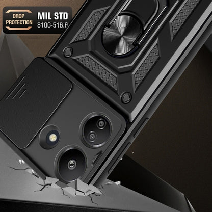 For Xiaomi Redmi 13C 4G Sliding Camera Cover Design TPU Hybrid PC Phone Case(Black) by buy2fix