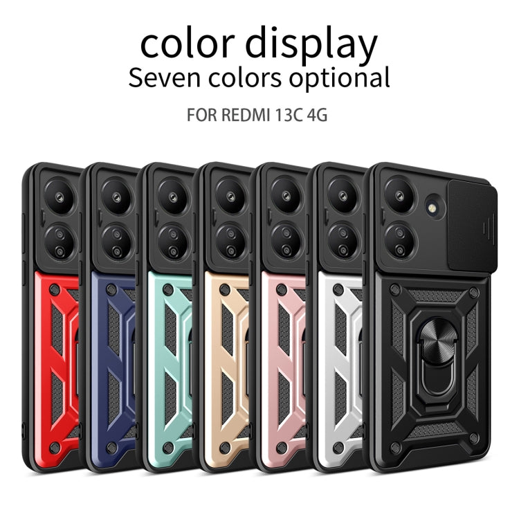 For Xiaomi Redmi 13C 4G Sliding Camera Cover Design TPU Hybrid PC Phone Case(Red) by buy2fix