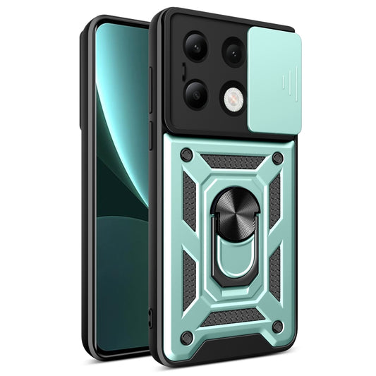 For Xiaomi Redmi Note 13 4G Global Sliding Camera Cover Design TPU Hybrid PC Phone Case(Mint Green) - Xiaomi Cases by buy2fix | Online Shopping UK | buy2fix