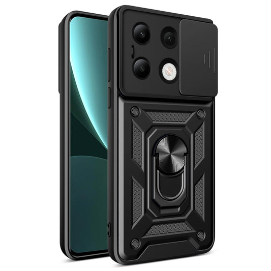 For Xiaomi Redmi Note 13 4G Global Sliding Camera Cover Design TPU Hybrid PC Phone Case(Black) - Xiaomi Cases by buy2fix | Online Shopping UK | buy2fix