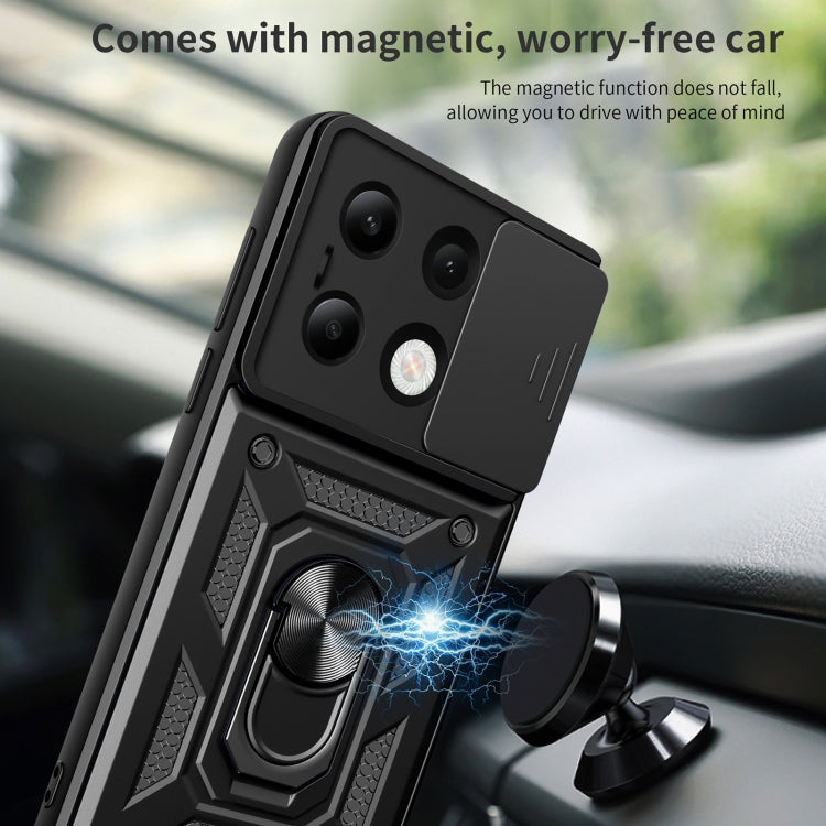 For Xiaomi Redmi Note 13 4G Global Sliding Camera Cover Design TPU Hybrid PC Phone Case(Black) - Xiaomi Cases by buy2fix | Online Shopping UK | buy2fix