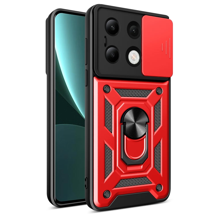 For Xiaomi Redmi Note 13 4G Global Sliding Camera Cover Design TPU Hybrid PC Phone Case(Red) - Xiaomi Cases by buy2fix | Online Shopping UK | buy2fix