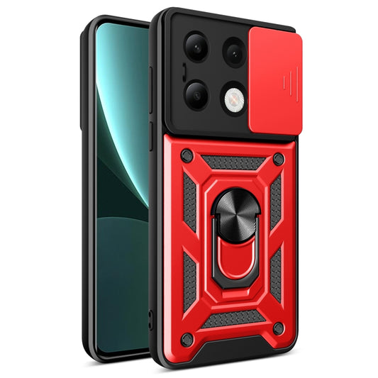 For Xiaomi Redmi Note 13 4G Global Sliding Camera Cover Design TPU Hybrid PC Phone Case(Red) - Xiaomi Cases by buy2fix | Online Shopping UK | buy2fix