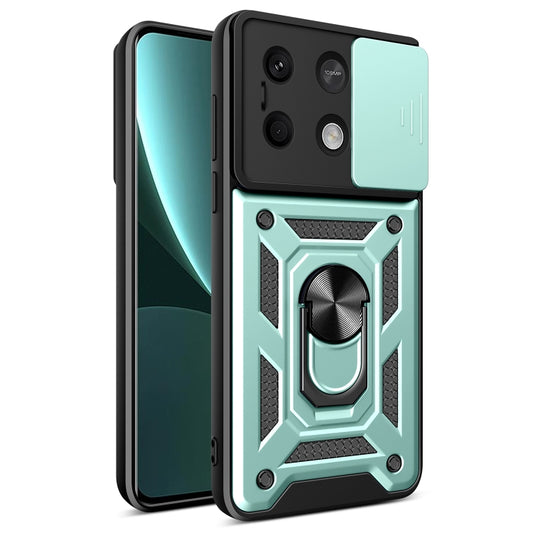 For Xiaomi Redmi Note 13 5G Sliding Camera Cover Design TPU Hybrid PC Phone Case(Mint Green) - Xiaomi Cases by buy2fix | Online Shopping UK | buy2fix