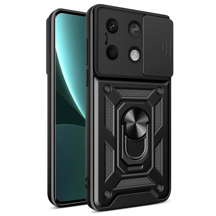 For Xiaomi Redmi Note 13 5G Sliding Camera Cover Design TPU Hybrid PC Phone Case(Black) - Xiaomi Cases by buy2fix | Online Shopping UK | buy2fix