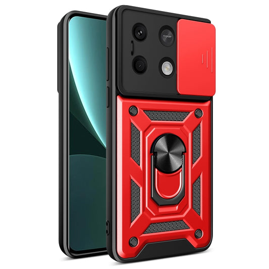 For Xiaomi Redmi Note 13 5G Sliding Camera Cover Design TPU Hybrid PC Phone Case(Red) - Xiaomi Cases by buy2fix | Online Shopping UK | buy2fix