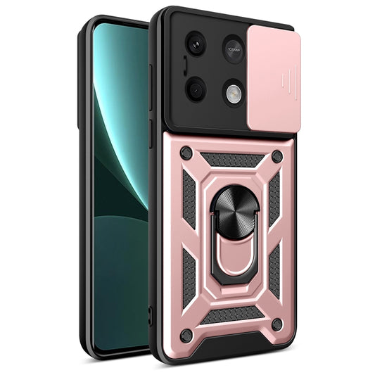 For Xiaomi Redmi Note 13 5G Sliding Camera Cover Design TPU Hybrid PC Phone Case(Rose Gold) - Xiaomi Cases by buy2fix | Online Shopping UK | buy2fix