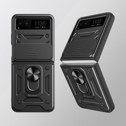 For Motorola Razr 40 Armor Ring Holder TPU Hybrid PC Phone Case(Black) by buy2fix