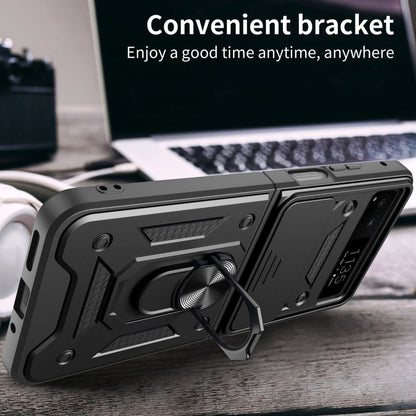 For Motorola Razr 40 Armor Ring Holder TPU Hybrid PC Phone Case(Black) by buy2fix