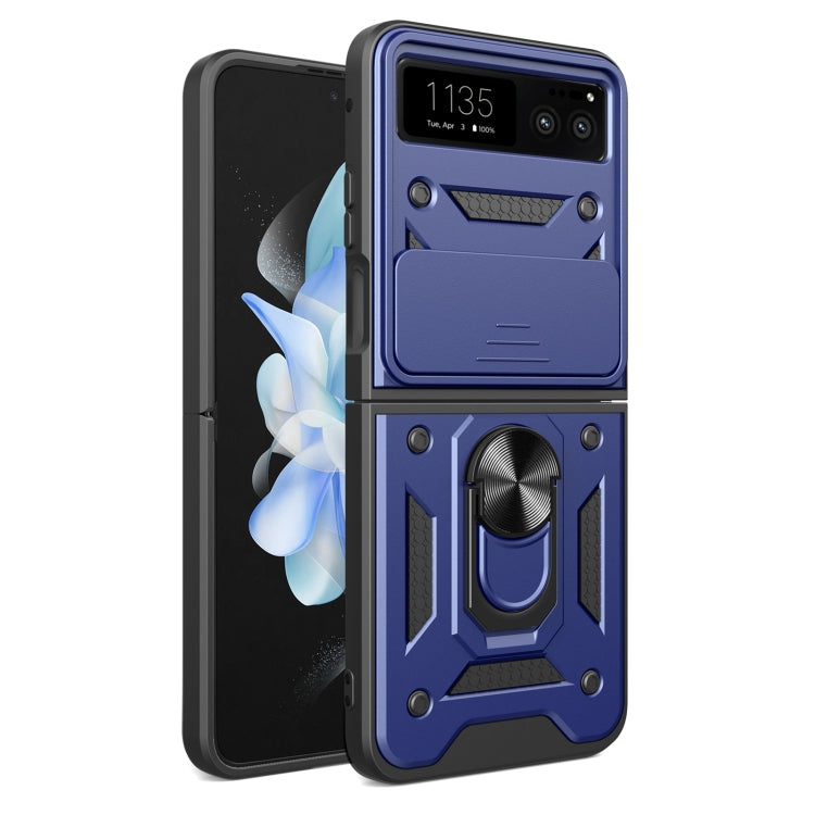 For Motorola Razr 40 Armor Ring Holder TPU Hybrid PC Phone Case(Blue) by buy2fix