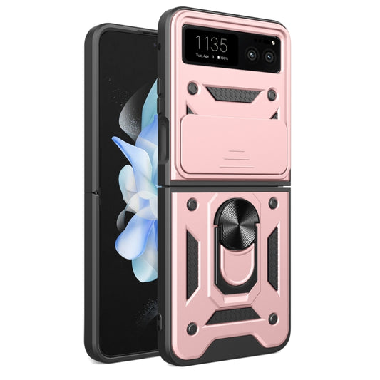 For Motorola Razr 40 Armor Ring Holder TPU Hybrid PC Phone Case(Rose Gold) by buy2fix