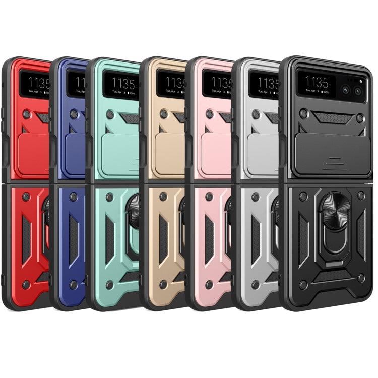 For Motorola Razr 40 Armor Ring Holder TPU Hybrid PC Phone Case(Silver) by buy2fix