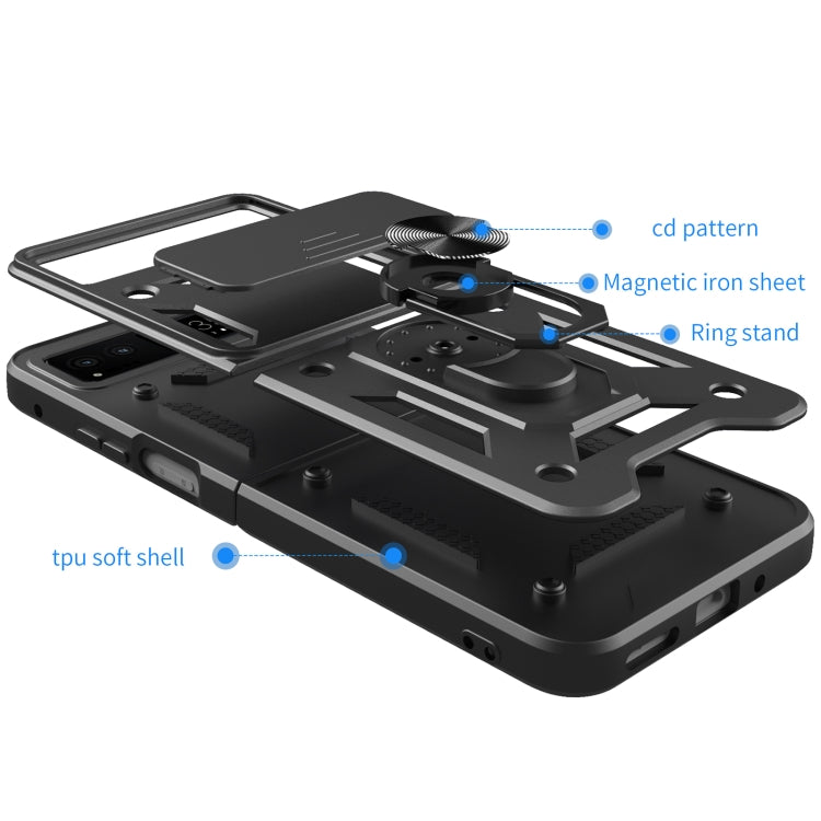 For Motorola Razr 40 Armor Ring Holder TPU Hybrid PC Phone Case(Silver) by buy2fix