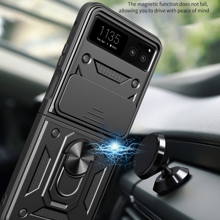 For Motorola Razr 40 Armor Ring Holder TPU Hybrid PC Phone Case(Silver) by buy2fix