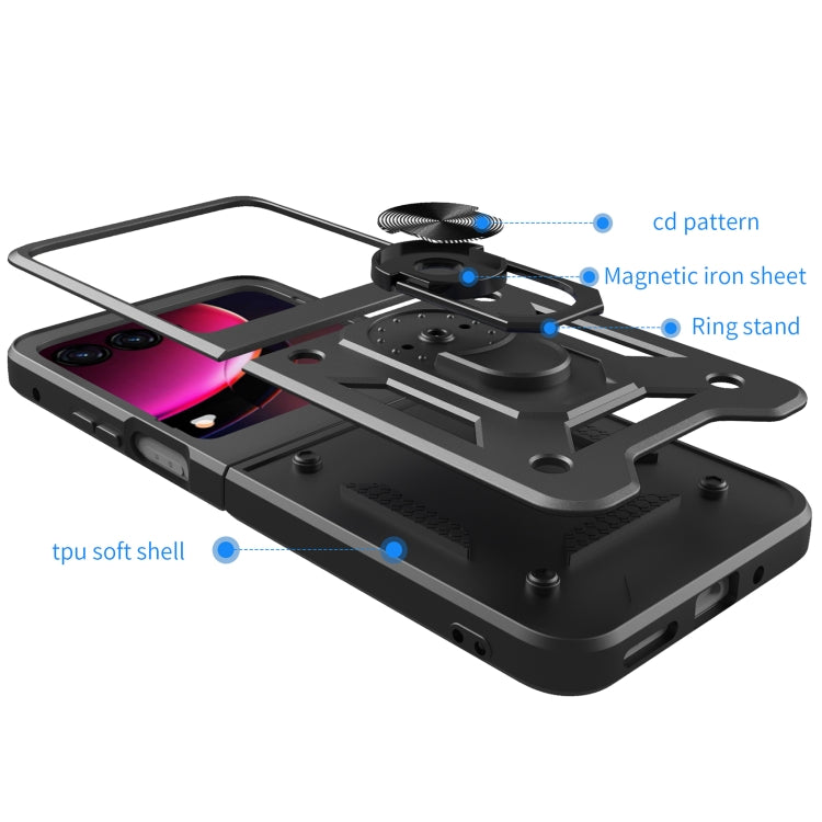 For Motorola Razr 40 Ultra Armor Ring Holder TPU Hybrid PC Phone Case(Blue) by buy2fix