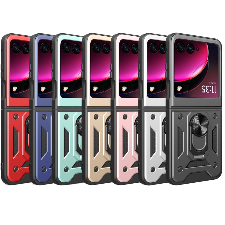 For Motorola Razr 40 Ultra Armor Ring Holder TPU Hybrid PC Phone Case(Rose Gold) by buy2fix