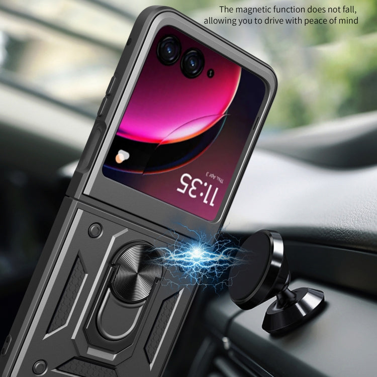 For Motorola Razr 40 Ultra Armor Ring Holder TPU Hybrid PC Phone Case(Silver) by buy2fix