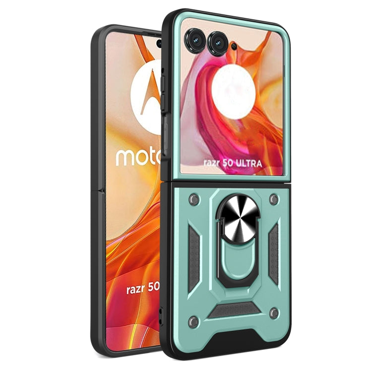 For Motorola Razr 50 Ultra Armor Ring Holder TPU Hybrid PC Phone Case(Mint Green) by buy2fix