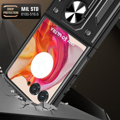 For Motorola Razr 50 Ultra Armor Ring Holder TPU Hybrid PC Phone Case(Red) by buy2fix