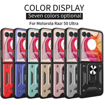 For Motorola Razr 50 Ultra Armor Ring Holder TPU Hybrid PC Phone Case(Gold) by buy2fix
