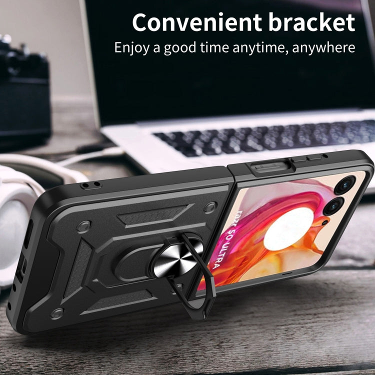 For Motorola Razr 50 Ultra Armor Ring Holder TPU Hybrid PC Phone Case(Gold) by buy2fix