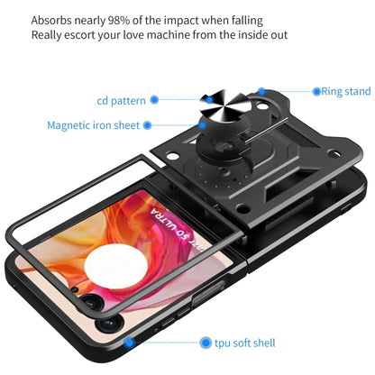 For Motorola Razr 50 Ultra Armor Ring Holder TPU Hybrid PC Phone Case(Blue) by buy2fix