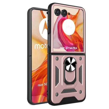 For Motorola Razr 50 Ultra Armor Ring Holder TPU Hybrid PC Phone Case(Rose Gold) by buy2fix